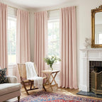100% Blackout Shield Creamy Peach Linen Blackout Curtains - Image 5