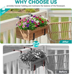 Adjustable Planter Box Brackets,Enhanced Bottom Support,Universal Outdoor Hanging Brackets,Flower Box Brackets for Fence Railings, Windowsill, Patio, Garden,Balcony. (Black)