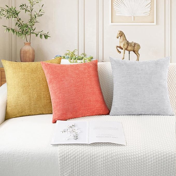 CaliTime Throw Pillow Covers Decorative 16 X 16 Inches Pack of 2 Cozy Chenille - Image 5