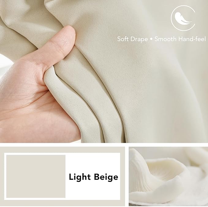 Deconovo Blackout Curtains, Thermal Insulated, W38 x L63 2 Panels, Back Tab - Image 7