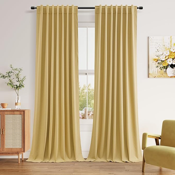 Guken 100% Blackout Curtains 100 Inch Length 2 Panels Set by Guken