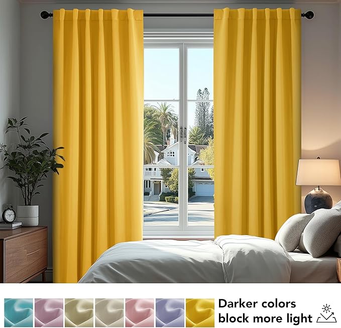 Deconovo Back Tab and Rod Pocket Drapes and Curtains Short Blackout Curtains - Image 4