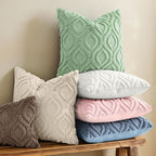 decorUhome Throw Pillow Covers 26x26 Inch Set of 2, Soft Plush Faux Wool Sage - Image 2