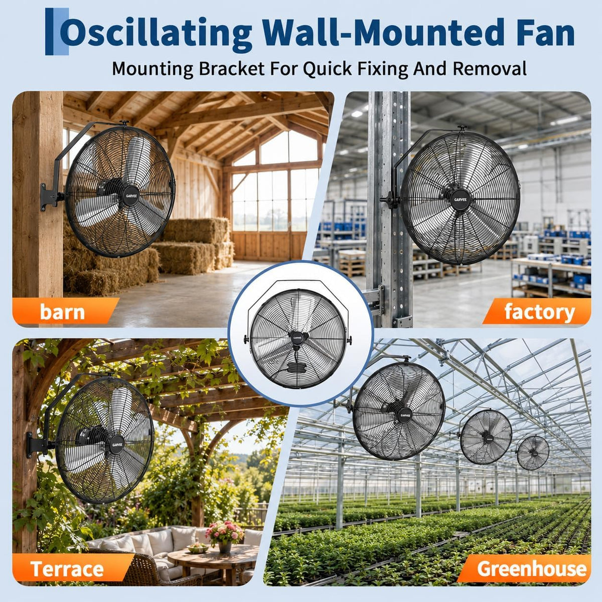 18 Inch Wall Mount Fan, 3 Speeds Wall Mounted Hanging Fan