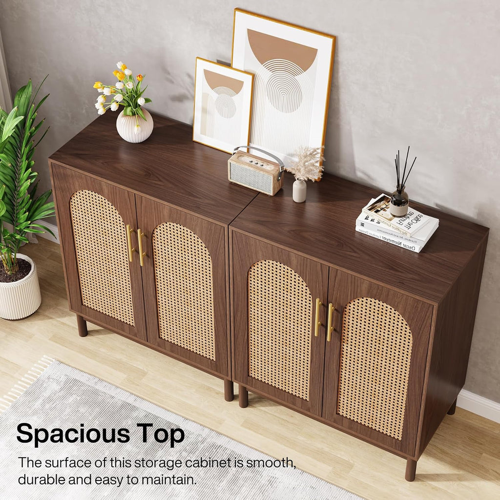 Tribesigns Set of 2 Rattan Sideboard, 59” Buffet Cabinet with Storage