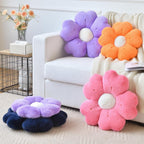 Flower Pillow, Daisy Decorative Throw Pillows, Dark Purple, 15 Inches