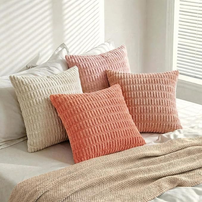 Fancy Homi 4 Packs Boho Blush Pink Euro Decorative Throw Pillow Covers 26x26 - Image 8