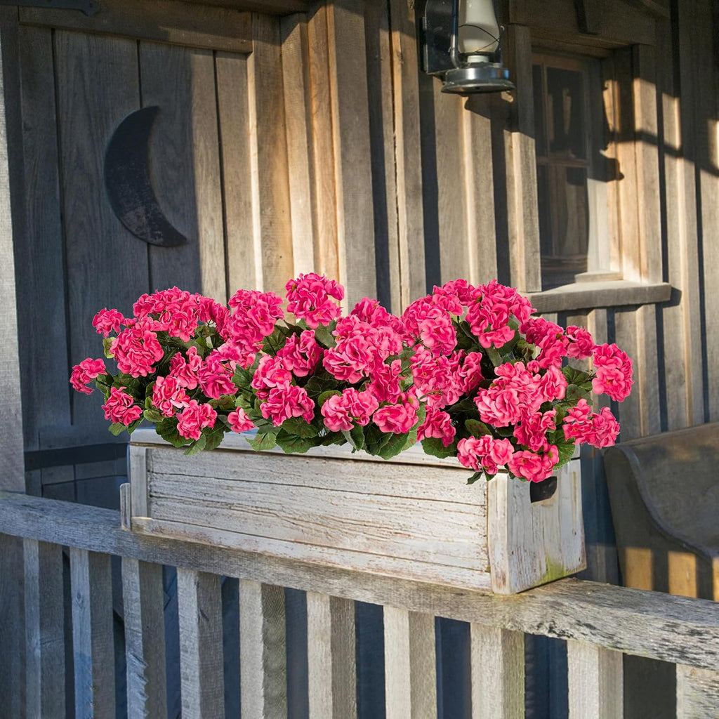 Artificial Flowers Outdoors, Artificial Geraniums for Outdoors, Fake Geranium Flowers, UV Resistant Faux Outdoor Plants for Planters, Artificial Flowers for Indoor Home Decor, Rose Red 4PCS