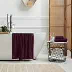 Ultra Soft 3 Pack Cotton Towel Set, Contains a Bath Towel 28x55 inch, a Hand Towel 16x24 inch & a Wash Coth 12x12 inch, Ideal Everyday use, Compact & Lightweight - Burgundy