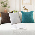 CaliTime Throw Pillow Covers Decorative 18 X 18 Inches Pack of 2 Cozy Chenille - Image 5