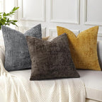 decorUhome Dark Brown Chenille Euro Sham Throw Pillow Covers 26x26 Set of 2 - Image 4