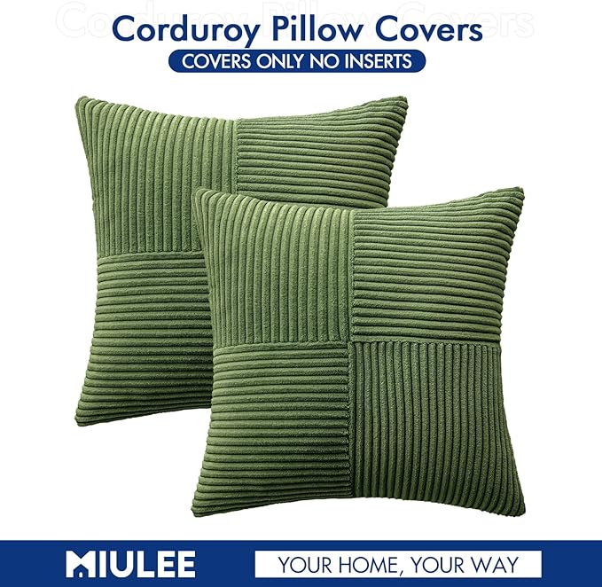 MIULEE Moss Green Decorative Throw Pillow Covers 20x20 Inch - Image 6