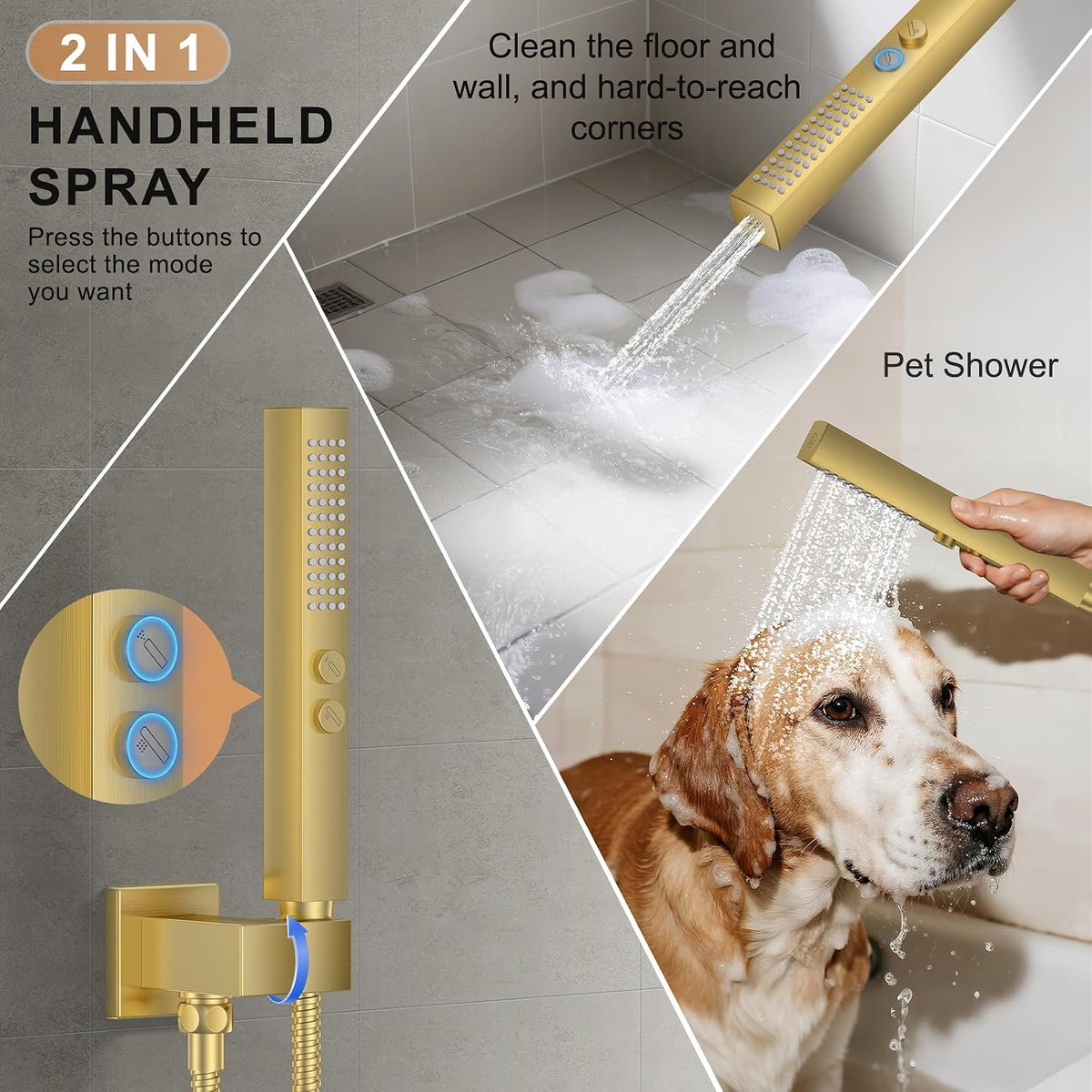 Rain Shower System 12"&6" Shower Heads Wall Mount Shower Faucet Set