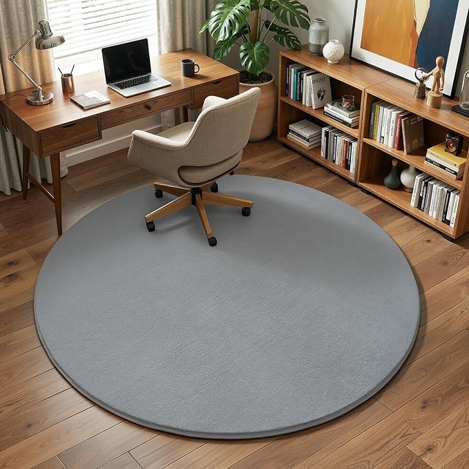 Amearea Grey Round Area Rugs 4ft Washable Circle Rugs - Image 7