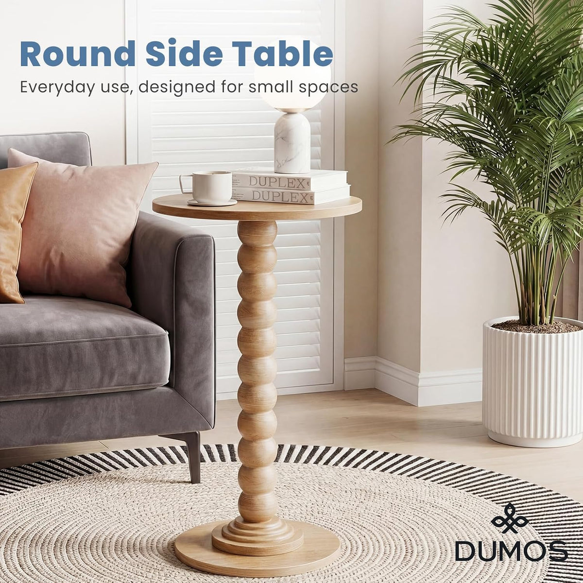 DUMOS Round Side Table, End Table, Nightstand for Bedroom Living Room