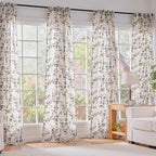 Lazzzy Black Floral Linen Curtains 96 Inch Farmhouse Back Tab Drapes - Image 6
