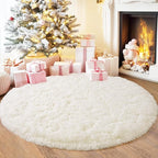 4'x4' Cream Round Rugs for Girls Bedroom, Ultra Soft Fluffy Circle Rug for Kids by Quntue