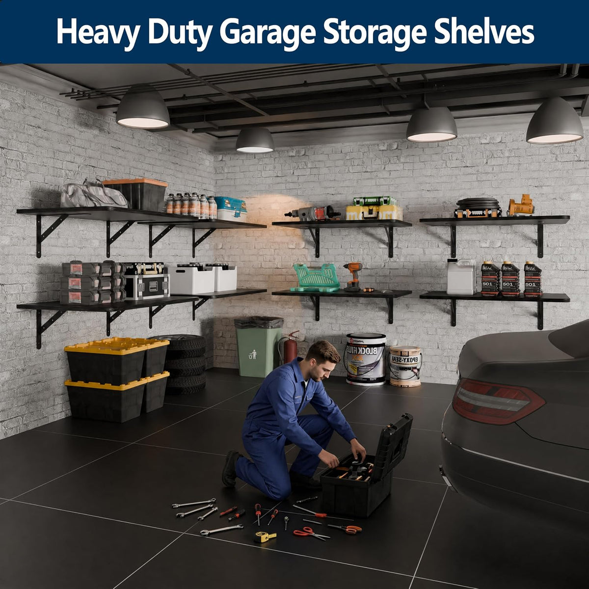 Dogsky 2-Pack Large Wall Mounted Shelf 3x2Ft (36x24In) - 600lbs Capacity