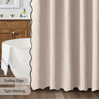MIULEE Beige Scalloped Linen Shower Curtain 72x72 Inches