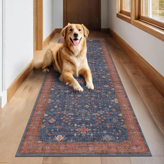 Washable 12 ft Long Runner for Hallway by HazoHaus