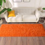 Soft Runner Rugs for Bedroom Hallways, 2x5 Orange Fluffy Shag Throw Area Rug - Image 5