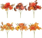 Apipi 6 Bundle Mixed Artificial Fall Flowers for Home Room Table Decor