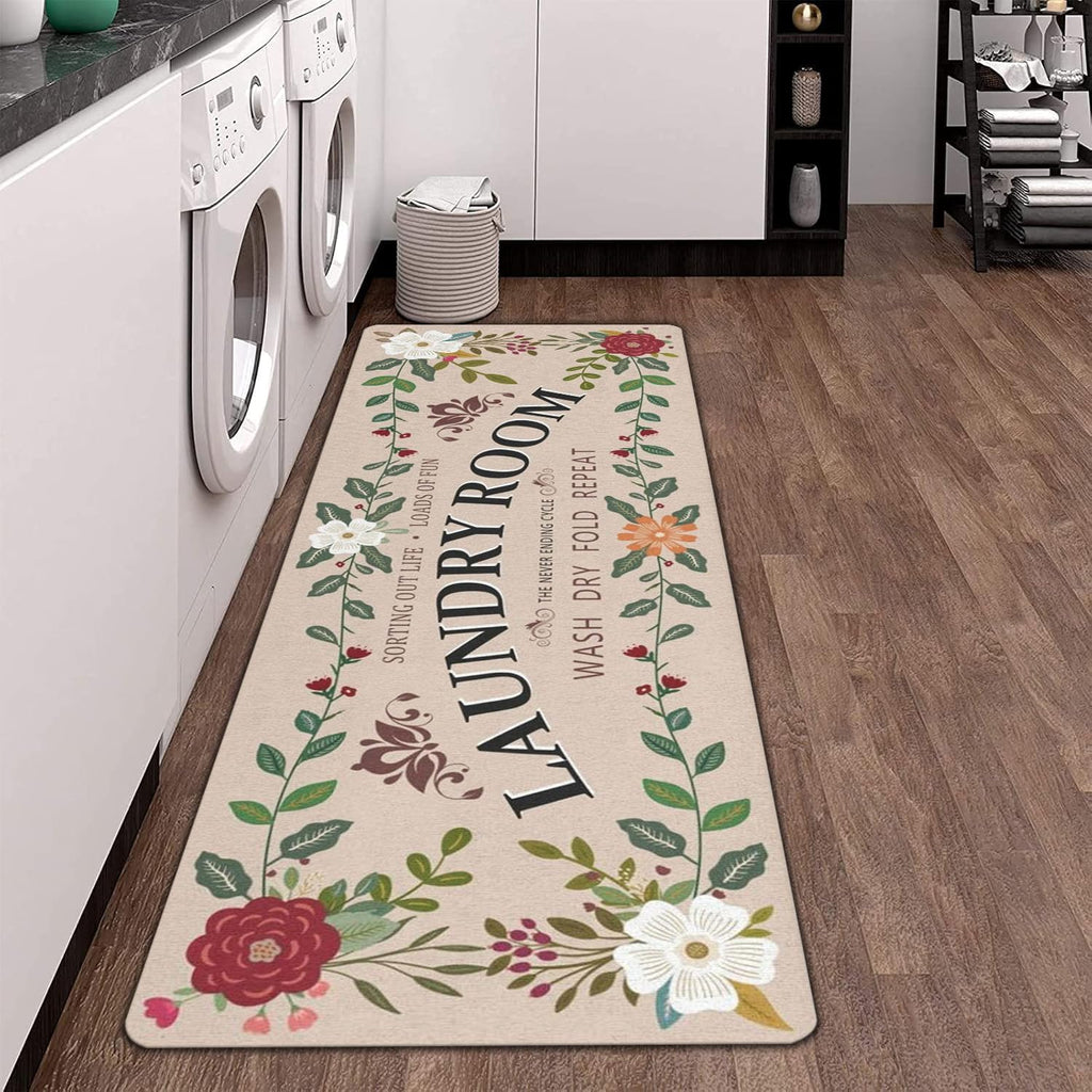 Non Slip Laundry Room Rug, Vintage Washable Runner, 20 x 48 Inch