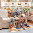 MSGKV Boho Throw Blanket for Bed 60"x80" 100% Cotton Couch Blanket Spring - Image 2