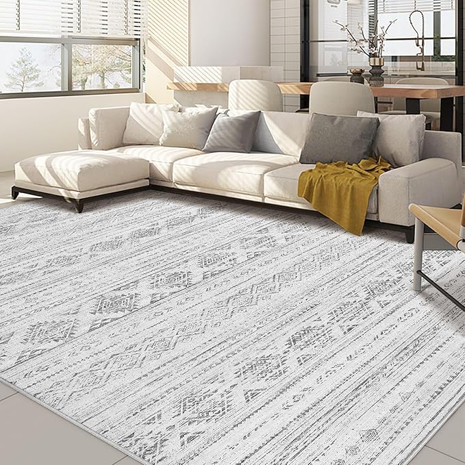 Nakagishi 5x8 Area Rugs Living Room: Washable Boho Large Neutral Soft Farmhouse - Image 2