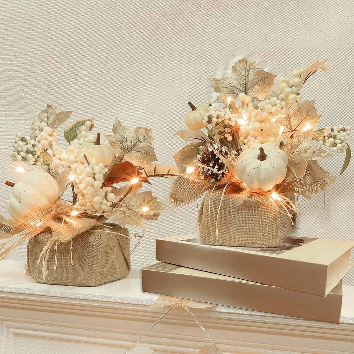 Timer - 2 Pack Fall Tabletop Maple Tree with 20LEDs Thanksgiving Decor