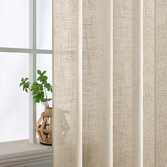 MIULEE Beige Linen Curtains 72 Inch Length 2 Panels - Image 5