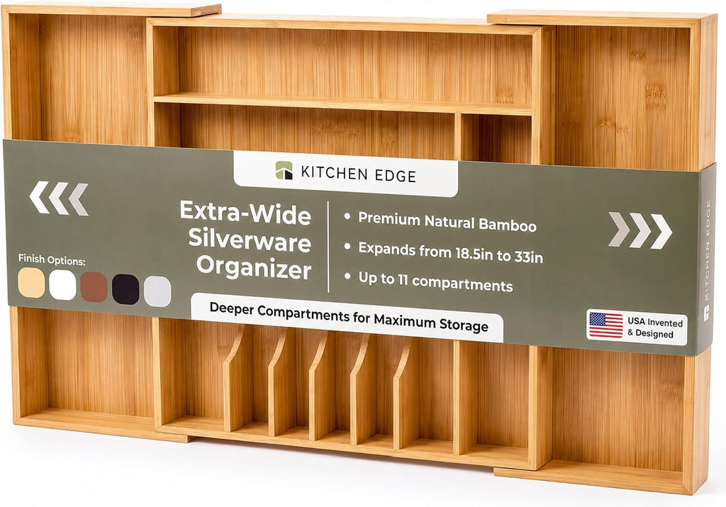 Silverware & Utensil Drawer Organizer, 18.5-33 in, Bamboo