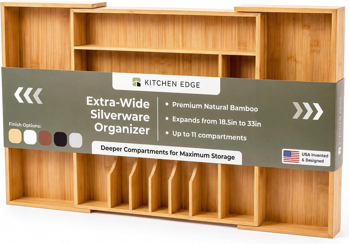 Silverware & Utensil Drawer Organizer, 18.5-33 in, Bamboo