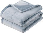 Berkshire Blanket Suedemink & Loftmink Quilted Blanket, Ultra-Soft Reversible Fleece Blanket, Lightweight & Warm, Ideal for Couch, Sofa & Bed, All-Season Comfort, Polar Blue, 90 in × 108 in