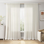 Nanspring Cream Extra Wide Linen Curtains by Nanspring