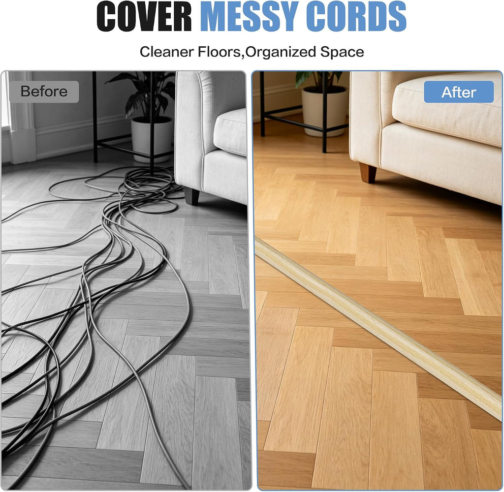 Floor Cord Covers for Wires 10FT Cable Hider Wire Cover Self Adhesive Cord Hider Floor for Offices, Homes, Workshops, Warehouses Cable Cavity 0.39" W x 0.27" H