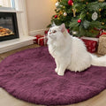 OLANLY Burgundy Round Rugs for Bedroom by OLANLY