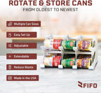 FIFO Countertop Mini Can Tracker Holds 30 Standard 10-24 Oz Can Sizes, White| Stackable & Adjustable Can Organizer for Pantry, USA Made, White