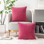 MIULEE Pack of 2 Couch Throw Pillow Covers 18x18 Inch Soft Hot Pink Chenille - Image 5