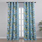 Topfinel Blue Patterned Curtains 2 Pages 96 Inches Long Blackout Heat Block - Image 2