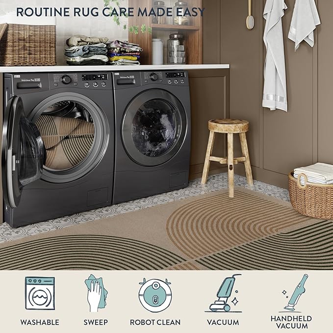 Lahome Enfys Modern Rainbow Easy Jute Rug, 2x8 Hallway Runner Washable Rugs - Image 6