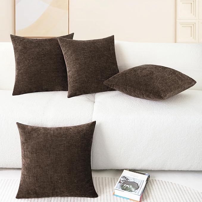 CaliTime Throw Pillow Covers Decorative 18 X 18 Inches Pack of 4 Cozy Chenille - Image 6