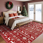 Christmas Rug 8x10 Washable Rugs, Boho Christmas Tree Snowflake Rug Non-Slip - Image 8