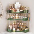 3-Tier Green Corner Organizer, PET Counter Storage with Hooks