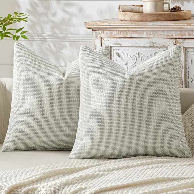 MIULEE Pack of 2 Couch Throw Pillow Covers 18x18 Inch Grey-White Modern Boho by MIULEE