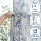 jinchan Linen Floral Curtains for Living Room 84 Inch Length Blue Printed - Image 3