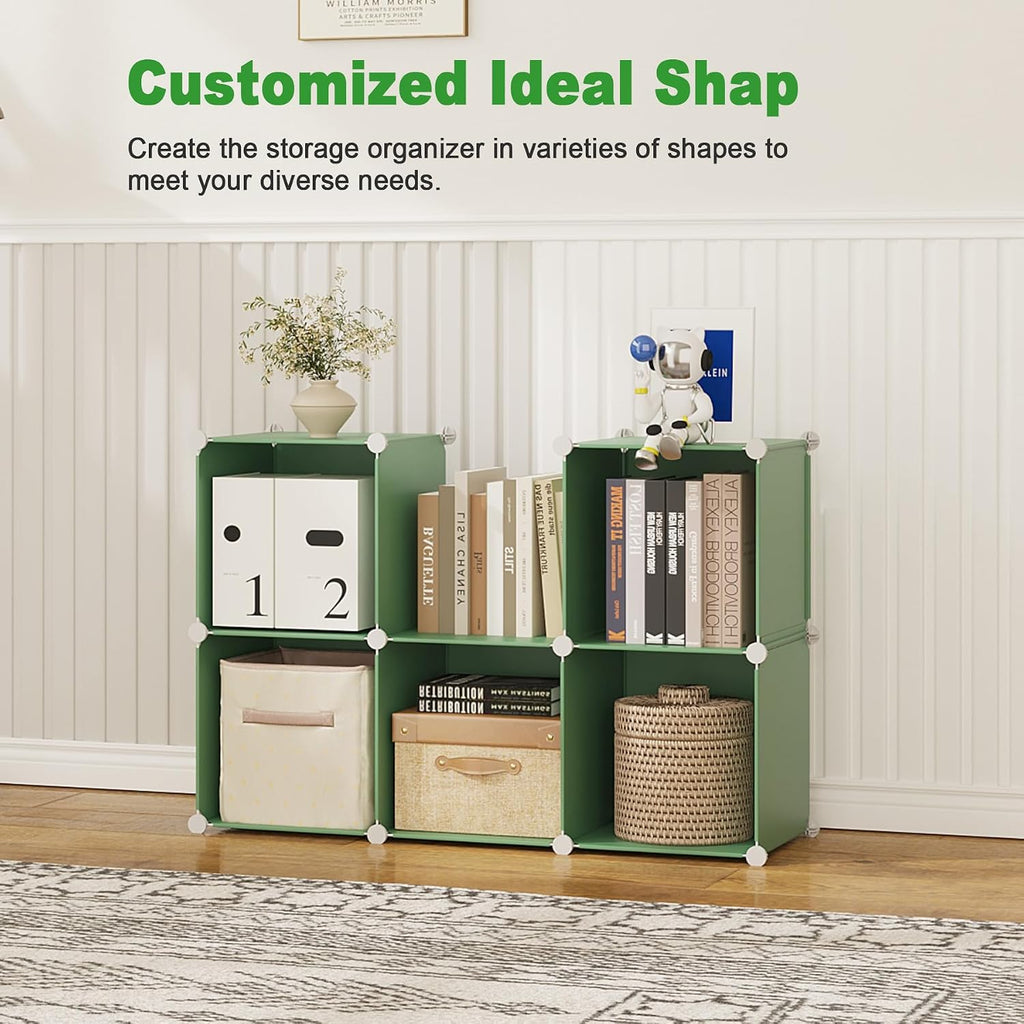C&AHOME 6-Cube Storage Organizer Cube Shelf Closet Storage Bookcase, Green