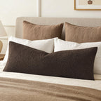 MIULEE Textured Boucle Lumbar Pillow Cover for Bed 14x36 Dark Brown