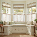 jinchan Belrose Linen Floral Kitchen Curtains 24 inch Length Embroidered - Image 2