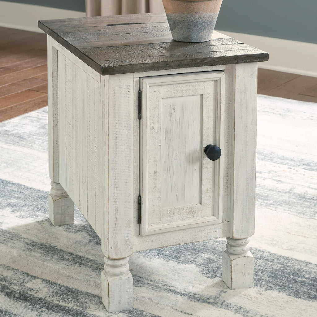 Signature Design by Ashley 1-Piece Chairside End Table, White/Gray